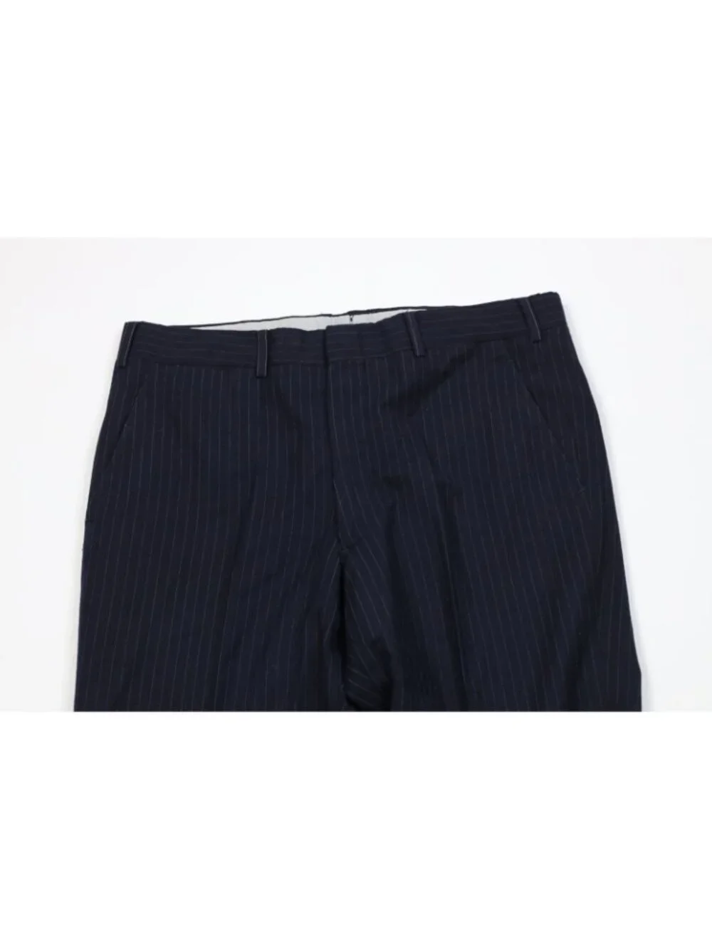 Vtg 50s Mens 38R 2 Piece Wool Pinstriped Suit Wedding Blue Wide Leg 34x31 USA